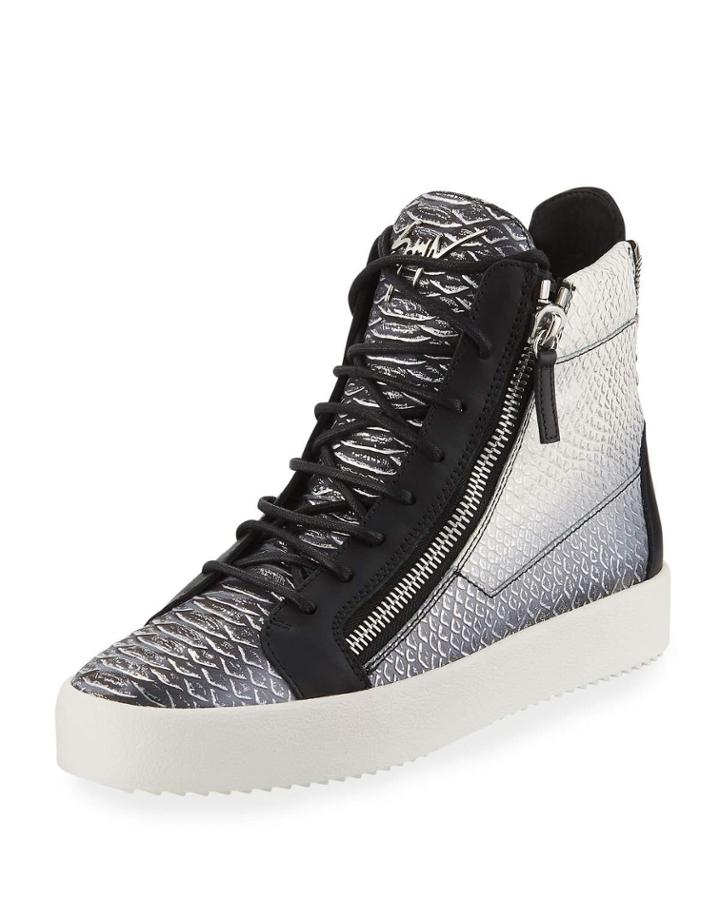 Men's Metallic Snake-print High-top