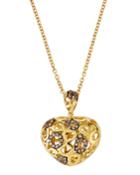 18k Cognac Diamond Cutout Heart Pendant Necklace