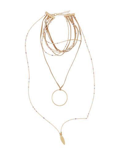 Multi-layer Beaded Faux-suede Necklace