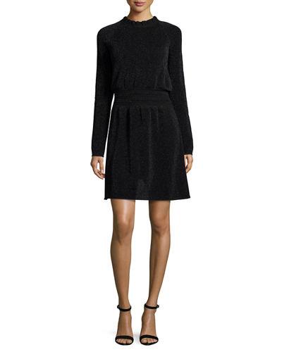 Isabelle Long-sleeve Metallic Fit-&-flare Dress