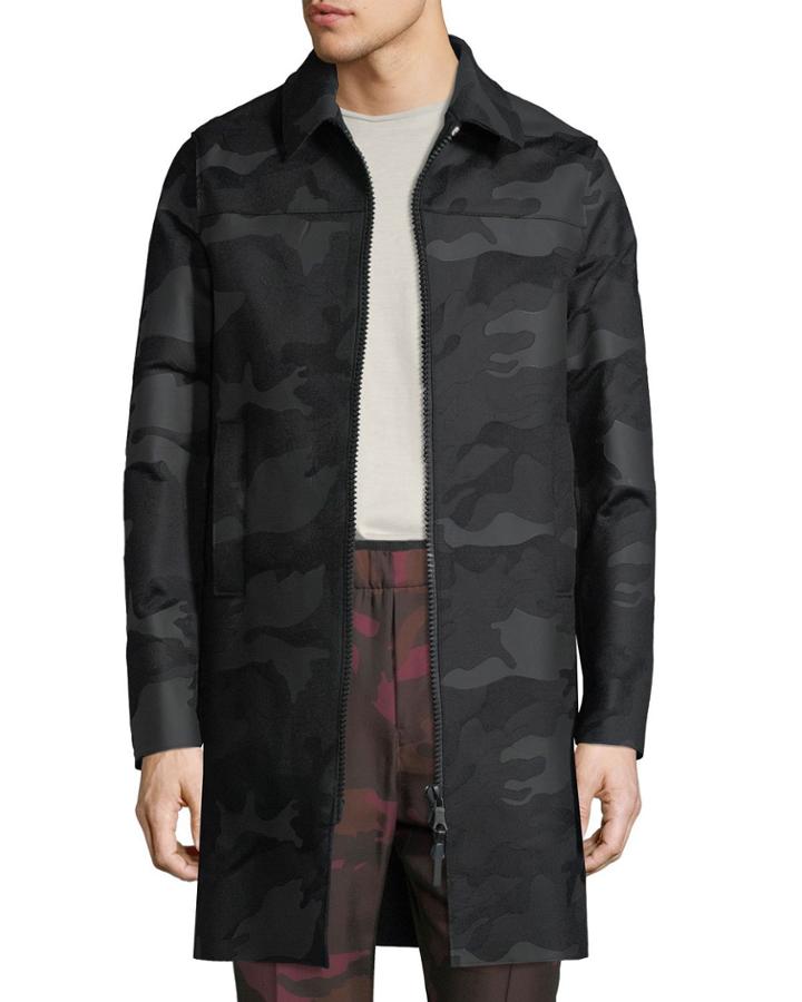 Men's Long Camo-print Wool