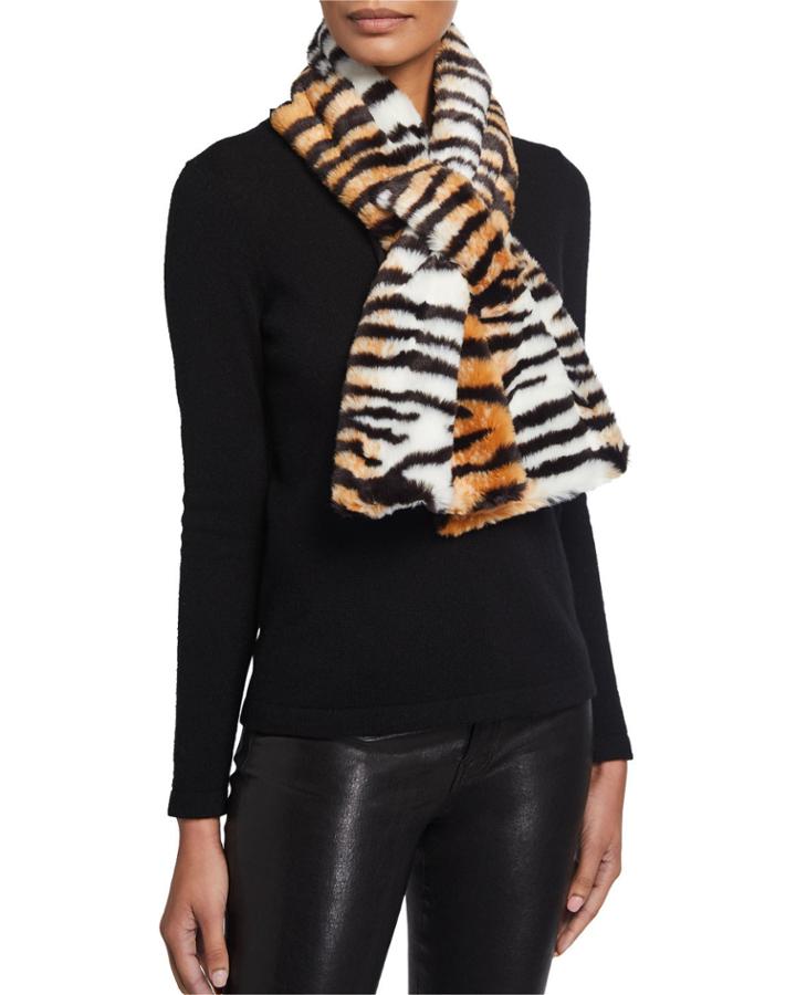 Zebra-print Faux Fur Pull-through