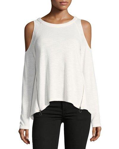 Cold-shoulder Zip-detail Tee