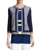 Grenada Patch-knit 3/4-sleeve Jacket, Caviar/vivid Denim