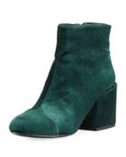 Quincey Chunky-heel Velvet Bootie