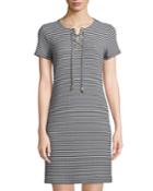 Striped Lace-up T-shirt Dress