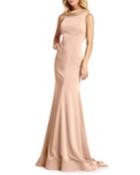Bejeweled Cowl-neck Scuba Trumpet Gown