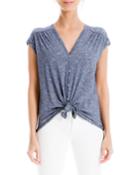 Tie-front Button-down Top