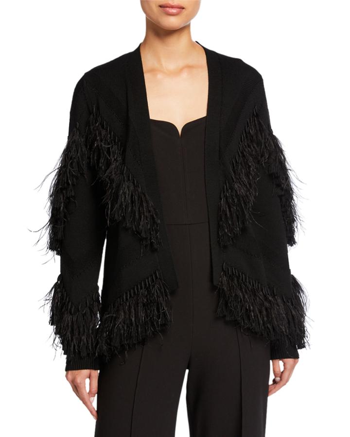 Clea Sweater With Fringe Ostrich Feathers