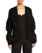 Clea Sweater With Fringe Ostrich Feathers