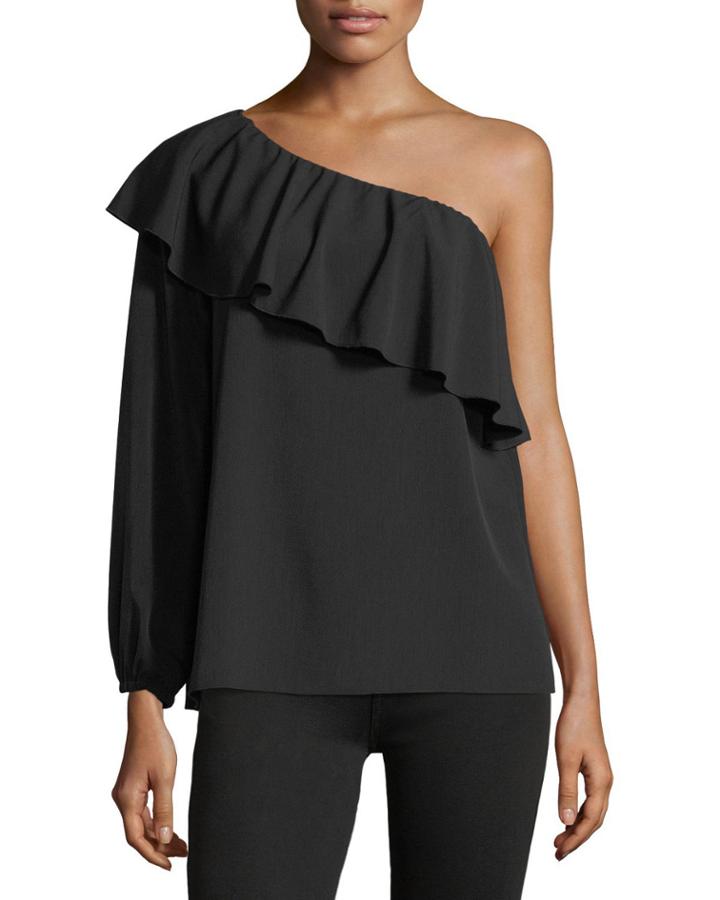 One-shoulder Ruffled Top