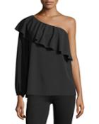 One-shoulder Ruffled Top