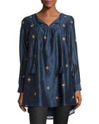 Blythe Star-embroidered Tunic, Navy