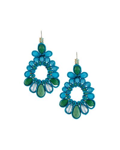 Multihued Crystal & Silk Drama Drop Earrings