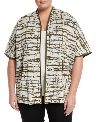 Relaxed-fit Short-sleeve Knit Jacket, Ivory/jade,