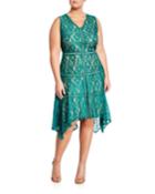 V-neck Lace Fit-and-flare Dress,