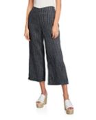 Linen Pinstripe Wide-leg Cropped Pants