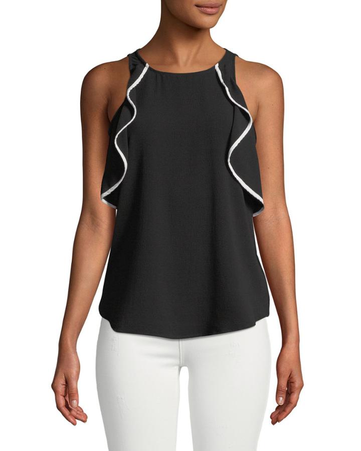 Ruffled Round-neck Blouse