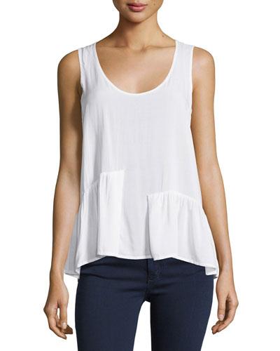 Woven Sleeveless Ruffled Blouse, Optic White