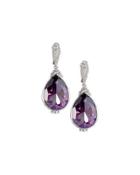 Bermuda Pear Crystal Drop Earrings, Purple
