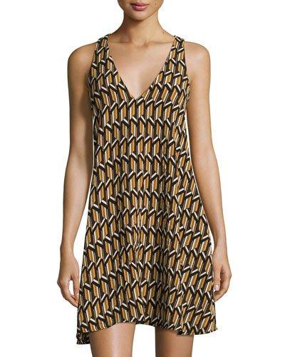 Ali Graphic-print Shift Dress, Yellow/black