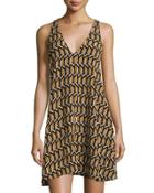 Ali Graphic-print Shift Dress, Yellow/black