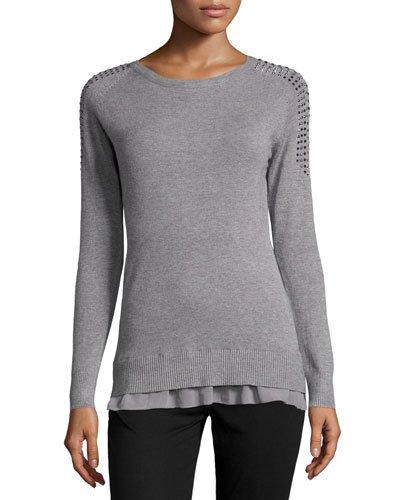 Stud-embellished Crewneck