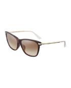 Two-tone Havana Cat-eye Combo Sunglasses, Brown/gold
