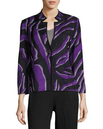 Graphic-knit Notched-collar Jacket,