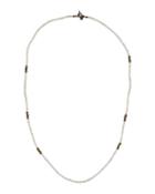 Long Silverite & Pyrite Beaded Necklace