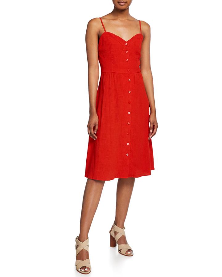 Sweetheart-neck Button-front