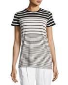 Engineered Striped Tee, Black/white