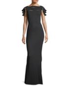 Stana High-neck Fitted Evening Gown