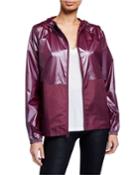 Metallic Woven Front-zip Jacket