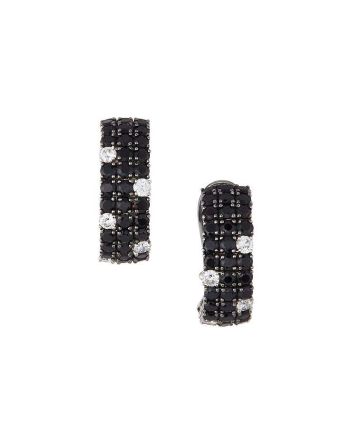 18k Black Sapphire & White Diamond Fan Earrings