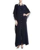 Embellished-collar Long Caftan Dress