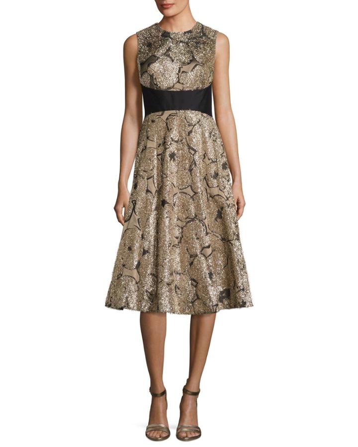 Juliet Metallic Tinsel Jacquard A-line Dress