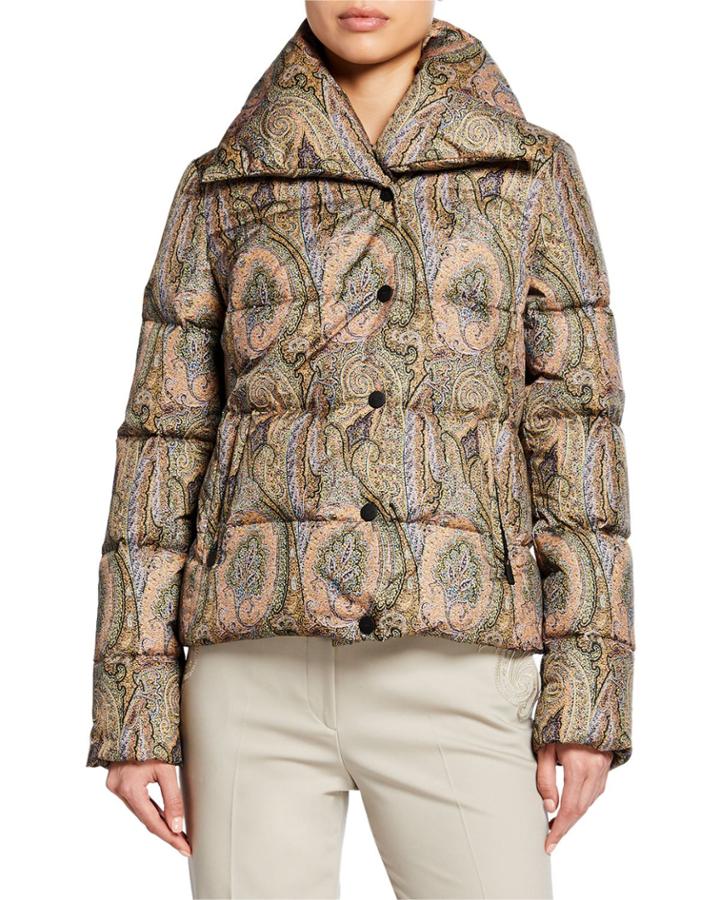 Pixelated Paisley Puffer Jacket