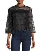 Floral-lace 3/4-sleeve Blouse