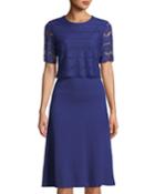 Half-sleeve Dress W/lace Overlay