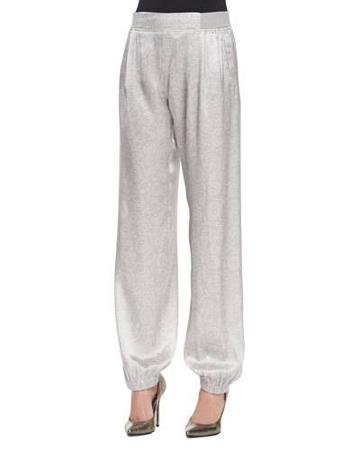 Knit Stone-print Silk Track Pants