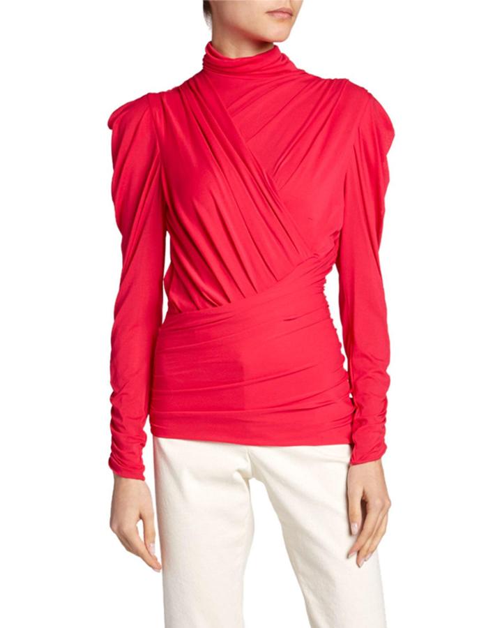 Jalford Ruched Jersey Turtleneck Blouse