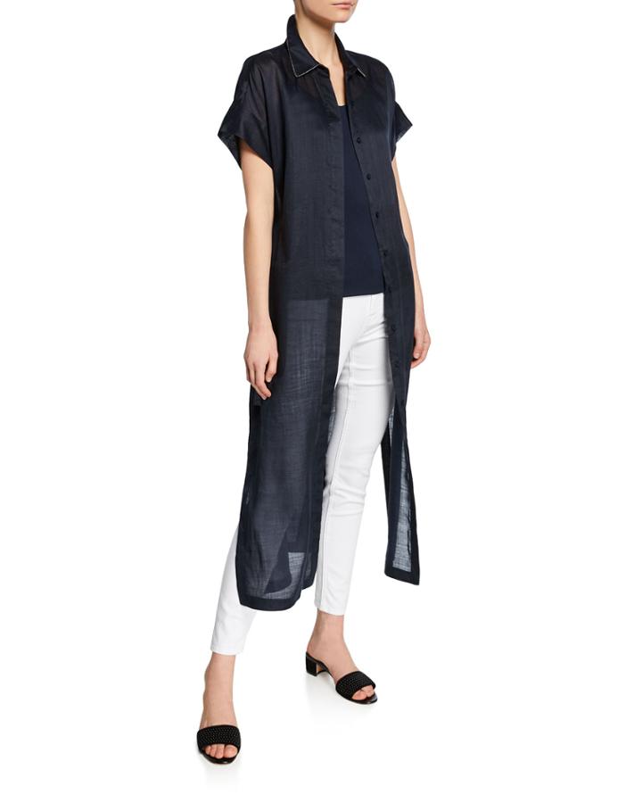 Gemma Button-front Short-sleeve Cloth Topper