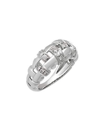 18k White Gold Diamond Woven Band Ring,