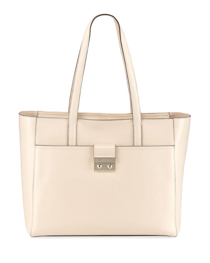 Lock Leather Tote Bag