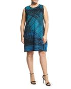 Scribble Art Knit Shift Dress, Multi,