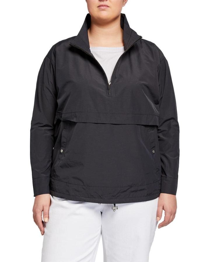 Plus Size Stand Collar Quarter-zip Jacket