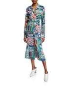Doha Palazzo Patchwork-printed Long-sleeve Crepe