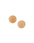 18k Yellow Gold Earrings W/ Moonstone And Mother Of Pearl Doublet