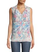 Daria Pleated Floral-print Chiffon Blouse